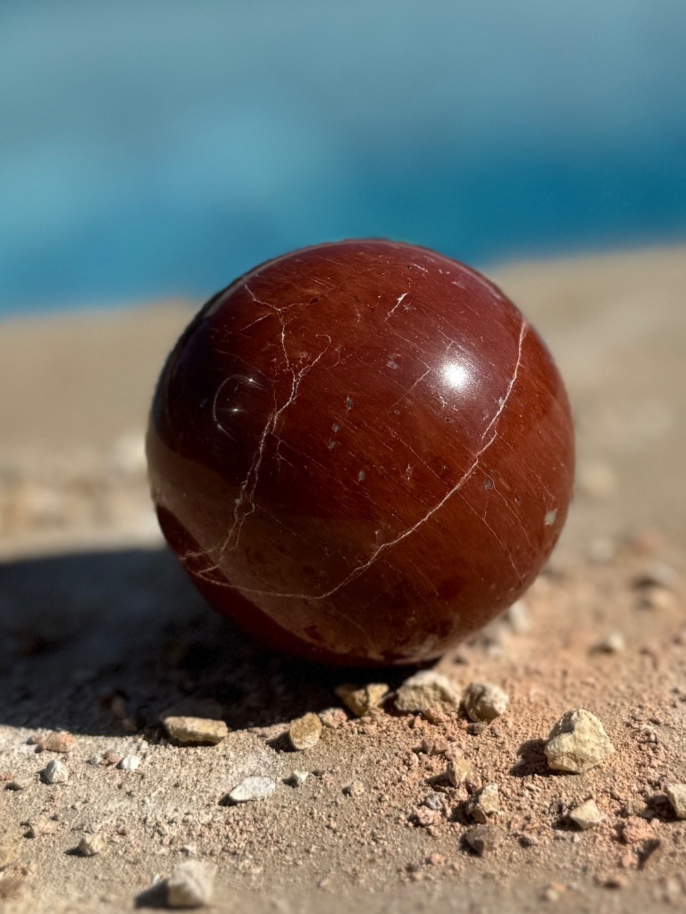 AAA Australian Deep Red Cinnabar Jasper Crystal Sphere - Picture 8 of 9